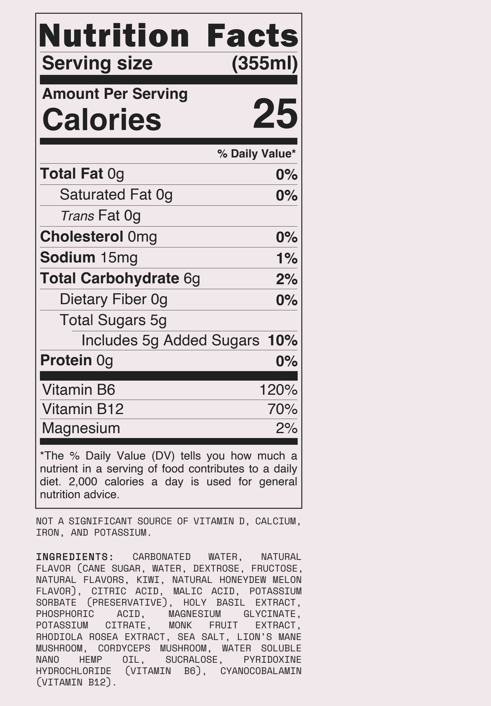 Cali Sun Kiwi nutrition facts and complete ingredients panel